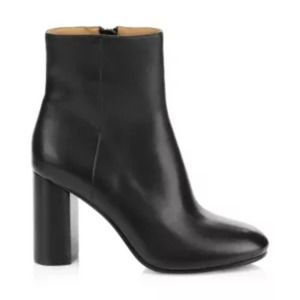 Joie Lara Booties Black Leather Chunky Heel 9 39